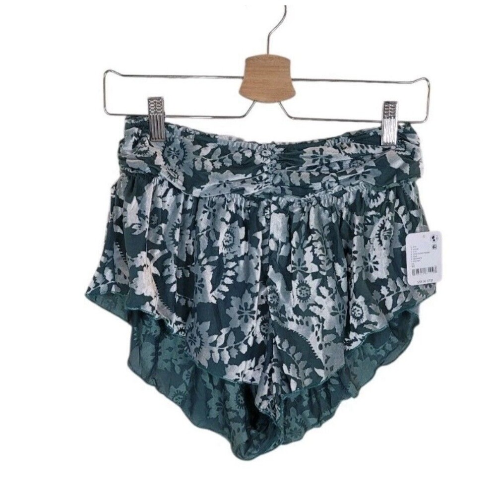 New Intimately FREE PEOPLE XS Snow Angel Micro Lounge Shorts in Pine Frost Combo